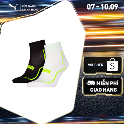 Bộ 2 Đôi Vớ Thời Trang PUMA Unisex Various U Running Quarter H Ter White / Black Màu Trắng