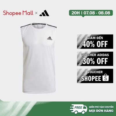 [Duy nhất 8.8 - VOUCHER 30%]adidas Gym & Training AEROREADY Designed To Move Sport 3-Stripes Tank Top Men White GM2158
