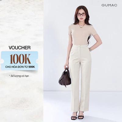 Quần Tây Nữ GUMAC Ống Đứng Lưng Rời Quai Dê Hai Bên Sườn Túi Xéo QF10026
