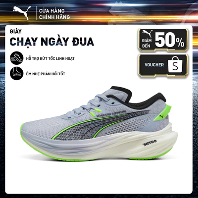 Giày Chạy Bộ PUMA Nữ Deviate NITRO 3 HYROX WNS Cool Weather Màu Xanh