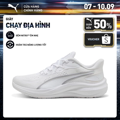 Giày Chạy Bộ PUMA Unisex Skyrocket Lite 2 White-Vibrant Silver-Silver Màu Trắng