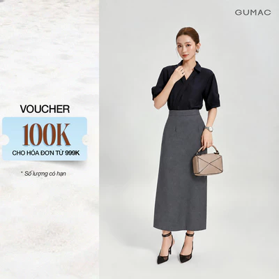 Chân Váy Nữ GUMAC Dáng Dài Form A Suông Nhẹ Lưng Bản Liền Xẻ Tà Sau Thanh Lịch Dễ Phối Đồ VG10156
