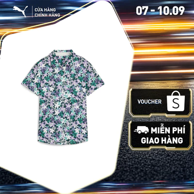 Áo Thun Thể Thao Golf PUMA Nữ W MATTR Lillie SS Polo Dark Myrtle-Lavender Alert Màu Xanh Lá
