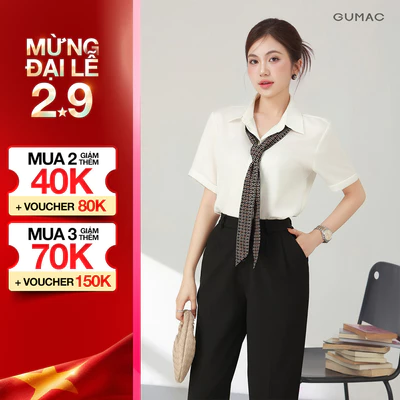 [MUA 2 GIẢM 120K] Áo Sơ Mi Nữ GUMAC Công Sở Tay Ngắn Nẹp Giấu Nút Đứng Form Chất Lụa Dày Dặn Cao Cấp LAF0339