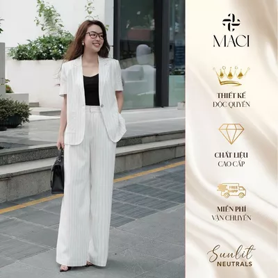 Quần Suông Linen Hàn Hoạ Tiết Kẻ Sọc MACI MCQQTKE0385 Thời Trang Nữ Thiết Kế Độc Quyền