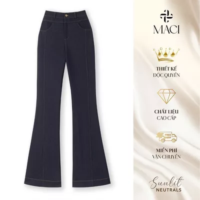Quần Denim Ống Loe Diễu Chỉ MACI MCQQJXD0300 Thời Trang Nữ Thiết Kế Độc Quyền