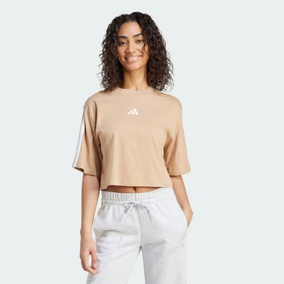 adidas Phong cách sống Áo Thun Cotton 3 Gạch Dáng Rộng Essentials Nữ nâu JX7671