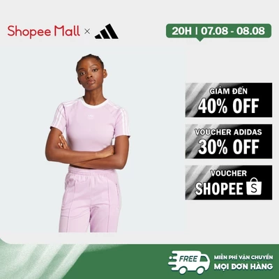 [Duy nhất 8.8 - VOUCHER 30%]adidas Phong cách sống Áo Baby Tee 3 Sọc Nữ Màu tím JC6365