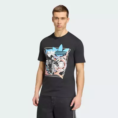 adidas Phong cách sống Áo Thun Archive Anime Football Graphic Nam Đen KE2768