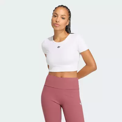 adidas Phong cách sống ÁO THUN GÂN ESSENTIALS Nữ trắng KT4758