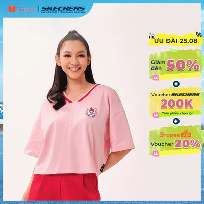 Áo Thun Tay Ngắn Nữ Skechers Hello Kitty & My Melody Short Sleeve Tee - SL226W246-003G