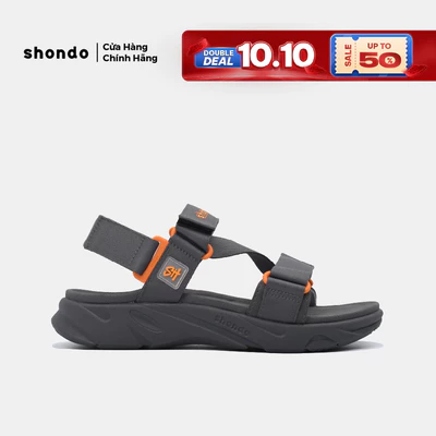 Giày Sandal Nam Nữ Shondo F8 Ver.2 Thời Trang Êm Ái Màu Xám Đậm F8M2222