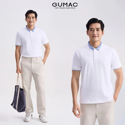 Áo Polo Nam GUMAC Form Suông Phối Viền Cổ Tay Chất Thun Cá Sấu Thoáng Khí Trẻ Trung APNG04056