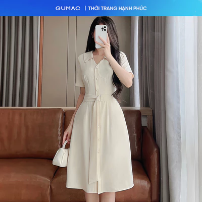 [SALE] Đầm nữ GUMAC A thiết kế cổ V phối dây eo thanh lịch công sở  DE08011
