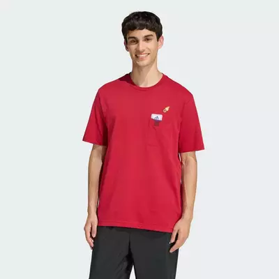 adidas Lifestyle MINI EMBROIDERY BASKETBALL GRAPHIC T-SHIRT Men Burgundy KB2525