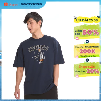 Áo Thun Tay Ngắn Nam Skechers LifestylePhysicalAcademiaCollectionIconicShortSleeveTee-SL225M115-002Z Online Sale