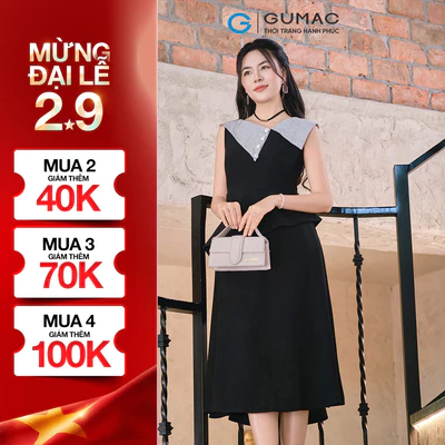 Đầm nữ GUMAC peplum phối cổ DF01082