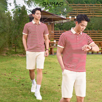 Áo Polo Nam GUMAC Áo Thun Nam Có Cổ Phom Suông Họa Tiết Kẻ Sọc Chất Thun Co Giãn Thời Trang PLNF01012