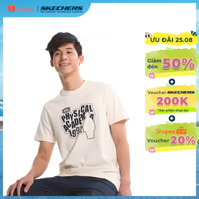 Áo Thun Tay Ngắn Nam Skechers LifestylePhysicalAcademiaCollectionIconicShortSleeveTee-SL225M111-00V7 Online Sale