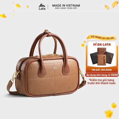 Túi Lata (Thời trang nữ form hộp phối viền chỉ size 23 - Túi đeo chéo da HN140)