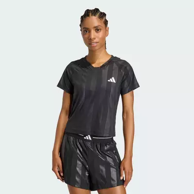 adidas Gym & Training Áo Thun Dập Nổi 3 Gạch Hyperglam Nữ Đen KC7695
