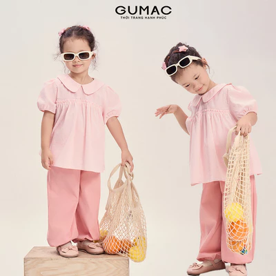 Quần Dài Bé Gái GUMAC Form Suông Bo Chun Phối Ren Kaki Mềm Dễ Thương QKG04036
