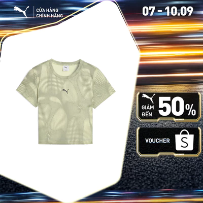 Áo Thun Thời Trang PUMA Nữ DARE TO AOP Baby Tee Lux Army Màu Xanh Lá