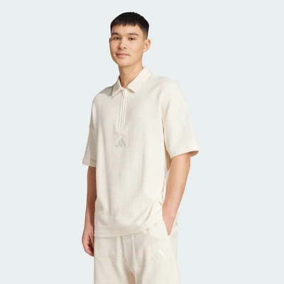 adidas Lifestyle All SZN Waffle Knit Half-Zip Polo Men White JL6547