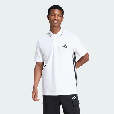 adidas Phong cách sống Áo Polo Vải Piqué 3 Gạch Essentials Nam trắng JE6383