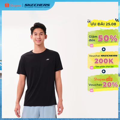 Áo Thun Tay Ngắn Nam Skechers Running Performance Short Sleeve Tee - SP126M093-0018