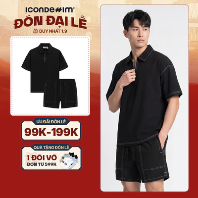 Set Đồ Ngắn Nam ICONDENIM Edgestitch, Vải Dù Form Boxy SEID0105