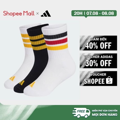 [Duy nhất 8.8 - VOUCHER 30%]adidas Phong cách sống Bộ 3 Đôi Tất Trẻ Em Cổ Cao Có Đệm 3 Gạch Trẻ em trắng KF0152