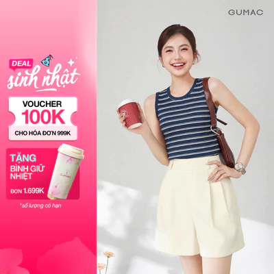 Áo Tanktop Nữ GUMAC orm Slimfit Ôm Vừa Cổ Tròn Viền Tệp Tinh Tế Phong Cách Trẻ Trung Hiện Đại LATG05049