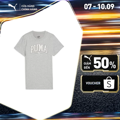 Áo Thun Thời Trang PUMA Nữ SQUAD Graphic Tee Light Gray Heather Màu Xám