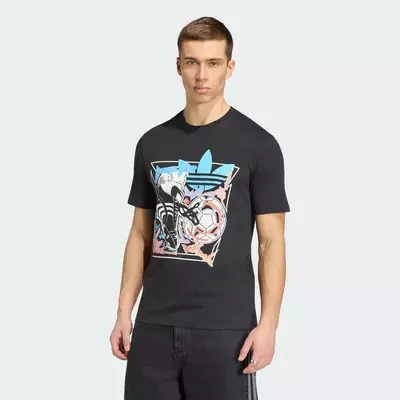 adidas Phong cách sống Áo Thun Archive Anime Football Graphic Nam Đen KE2768