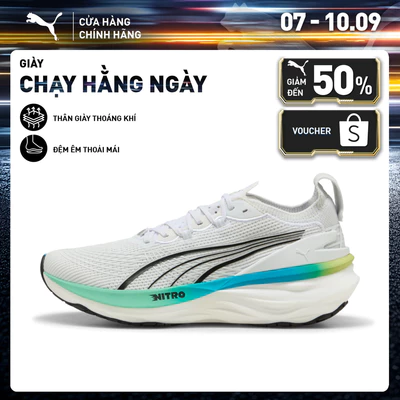 Giày Chạy Bộ PUMA Nam ForeverRun NITRO 2 White-Speed Blue Màu Trắng