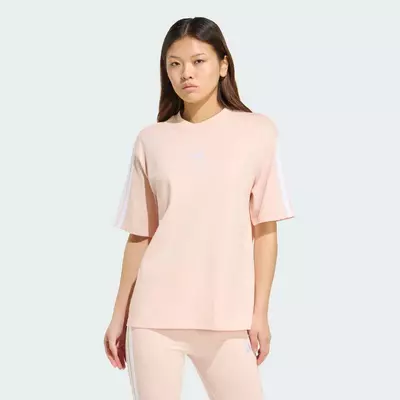 adidas Phong cách sống Áo Thun Boyfriend 3 Sọc Essentials Nữ Hồng KC5206