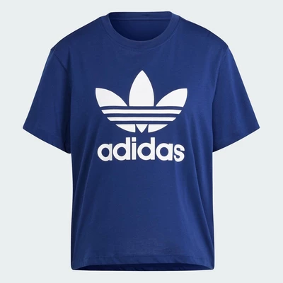 adidas Phong cách sống Áo Thun Boxy Ba Lá Adicolor Nữ Màu xanh da trời IN8440