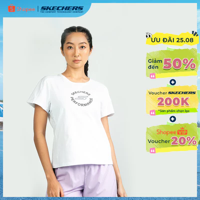 Áo Thun Tay Ngắn Nữ Skechers Walking Performance Short Sleeve Tee - SP325W312-0019