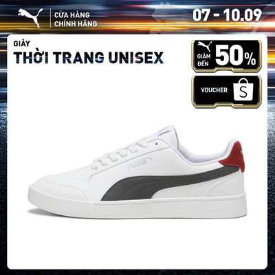 Giày Thời Trang PUMA Unisex Shuffle White-Shadow Gray-Intense Red Màu Trắng
