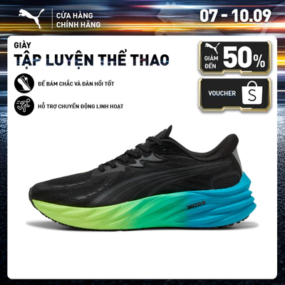 Giày Chạy Bộ PUMA Nam Velocity NITRO 4 Black-Speed Blue Màu Đen