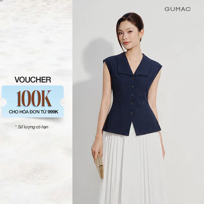 [VOUCHER 22%] Áo Gile Nữ GUMAC Cổ Bẻ Dáng Tôn Eo Phối Xẻ V Form Ôm Nút Bọc Dẹp Nữ Tính Thanh Lịch LAG07018
