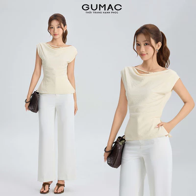 Áo Kiểu Nữ GUMAC Form Suông Đánh Eo Thiết Kế Cổ Thoáng Mát Cho Mùa Hè AG06010