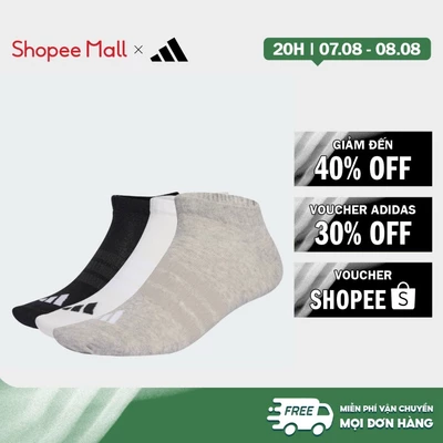 [Duy nhất 8.8 - VOUCHER 30%]adidas Lifestyle THIN&LIGHT ESSENTIALS LOW CUT SOCKS 3 PAIR PACK Unisex Grey KC9629