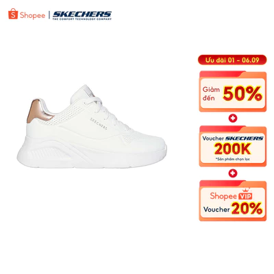 [ĐỘC QUYỀN ONLINE] Giày Thể Thao Nữ Skechers Street UNO Lite Shimmer Along - 177291-WHT Memory Foam