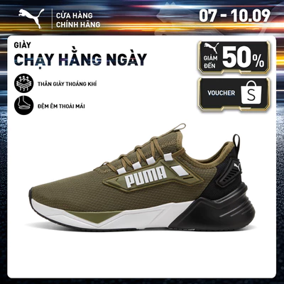 Giày Chạy Bộ PUMA Unisex Retaliate 3 Olive-Black Màu Xanh Lá
