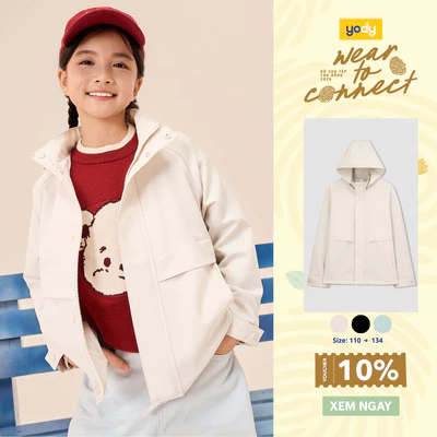 Áo gió 4C trẻ em YODY giữ ấm cản gió cản nước có mũ thoải mái cho bé - KCWC26F003
