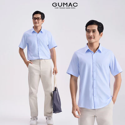 Áo Sơ Mi Nam GUMAC Form Regular Tay Ngắn Vải Kate Basic Công Sở ANG04059