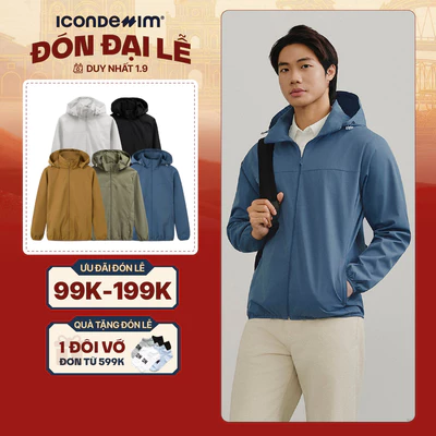 Áo Khoác Dù Nam ICONDENIM Có Nón Mỏng Nhẹ Pocketable Form Regular AKID0196