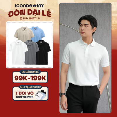 Áo Polo Nam ICONDENIM, chất liệu vải cotton cá sấu, form regular thoải mái, logo in nổi tạo điểm nhấn PLID0077